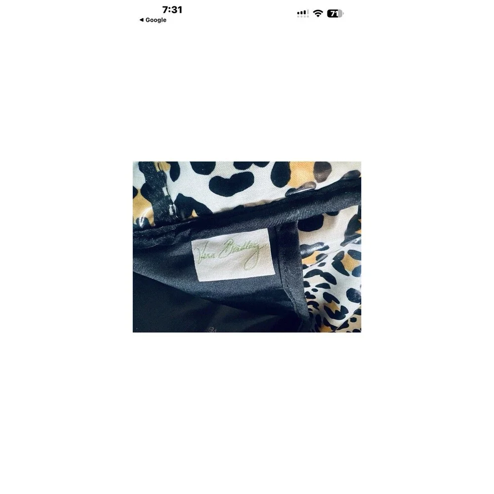 BLACK QUILTED VERA BRADLEY BABY SHOULDER TRAVEL TOTE BAG VINYL ZEBRA LINING ZIP